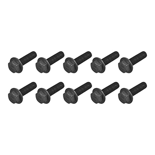 METALLIXITY Flanged Hex Head Bolts (M10x35mm) 10pcs, Hexagon Serrated Flange Bolt Fully Thread Screw