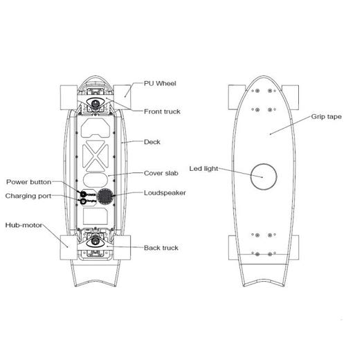 Skate Eletrico Runajoy - 240W Com controle remoto