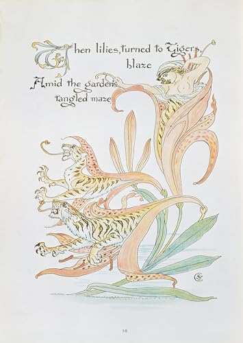 XcBAIHOUD Reproducción de lienzo Figura Pintura Famosos Cuadros Illustrazione per il banchetto della flora una maschera di fiori di Walter Crane para Decoración de Paredes 60x90cm