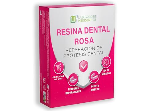 RESINA DENTAL ROSA | RESINE DENTAIRE ROSE |– Reparación de prótesis dentales, dentaduras postizas rotas y dientes desprendidos – Fácil de usar en casa