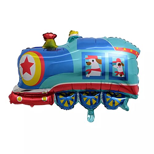 Globo de plástico con diseño de vehículo, locomotora de tren, aprox. 72,5 x 61,5 cm, para fiestas, cumpleaños, decoración, multicolor, cumpleaños infantiles, globos de helio XXL