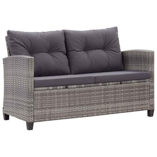 vidaXL Divano da Giardino a 2 Posti con Cuscini Divanetto con Imbottitura Salottino da Esterni Mobili per Patio Grigio 124 cm in Polyrattan vidaXL Divano da Giardino a 2 Posti con Cuscini Divanetto con Imbottitura Salottino da Esterni Mobili per Patio Grigio 124 cm in Polyrattan