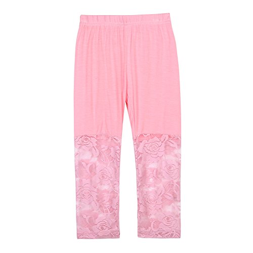 Weixinbuy Kid Baby Girl's Lace Tight Legging Pants Comfy Capri Summer (6-7Y, Pink)