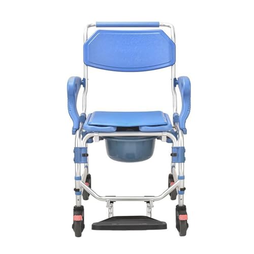 Silla de baño para dormitorio, ducha, silla de ruedas, silla de inodoro con brazos plegable, silla de transporte con ruedas, silla de ducha para ancianos y discapacitados