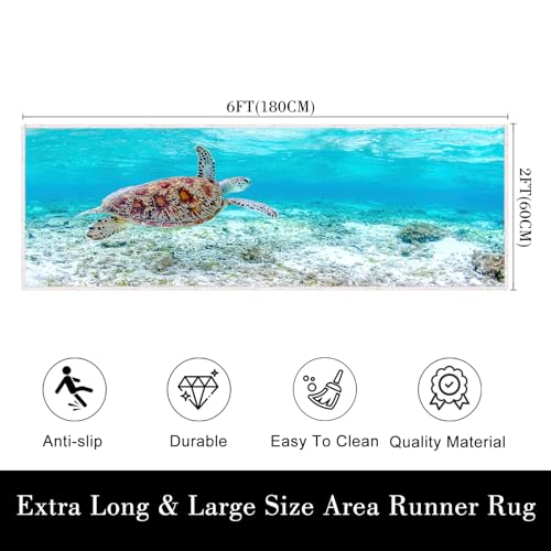 Tapete corredor tortuga marina azul 60x180 cm miniatura 2