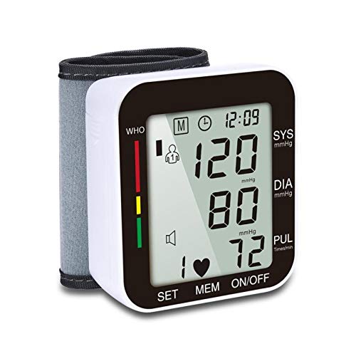 Portable Cuff Wrist Tonometer Automatic Digital Sphygmomanometer Blood Presure BP Meter Monitor Heart Rate Pulse Meter (Color : Black)
