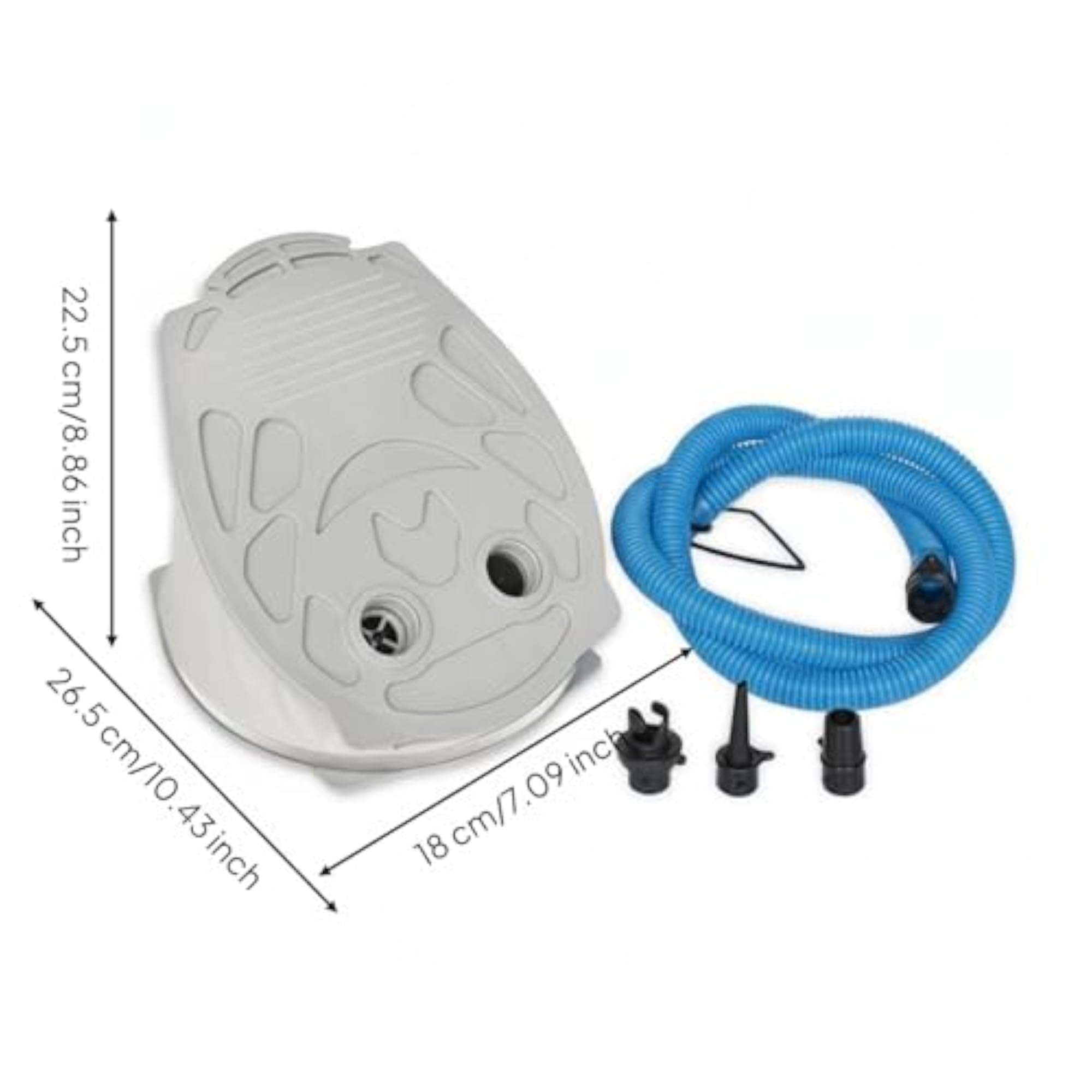 Inflatable Boat Pump with Multiple Nozzle Adapters