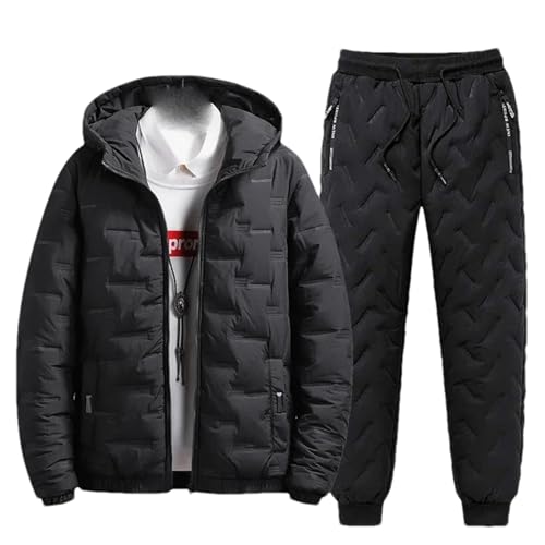 Tracksuit Men Winter Warm Men Down Cotton Jacket Zipper Coat+Down Pants Two Piece Sets Mens Joggers Set Sweat Suit