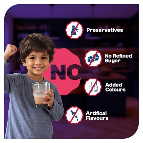 Image of ProToGrow Fitbhim Chocolate Nutrition Drink Powder for kids 2+ Years - 200g | Belgian Chocolate Flavor | Bhim Banana, Brahmi, Ashwagandha & DHA | Supports Height, Weight & Immunity