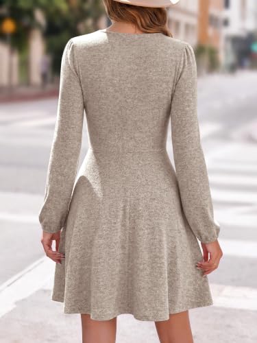 KIRUNDO Womens Long Sleeve A Line Knit Babydoll Mini Dress - image 3