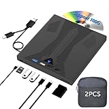 8 in 1 External Blu Ray Drive, Support 100G Disc USB 3.0 and Type-C Blu Ray Burner Portable Blu Ray DVD/CD/BD Player, 3D Optical Bluray Drive Compatible with Windows Macos for MacBook Laptop Desktop