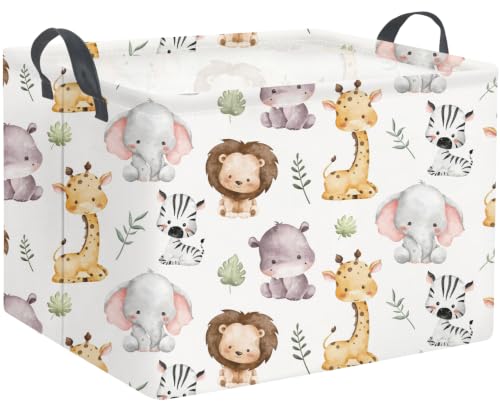 Image of Rectangular Baby Storage Basket Boys for Home Kitchen Girls Cute Storage Bin Organizer Shelf Book Room Decor(Lovely Animal)