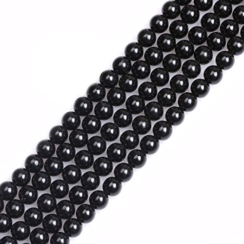 Sweet & Happy Girl's Store 6mm Round Black Tourmaline Gemstone Beads Strand 15 Inch,Jewellery Making Beads