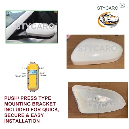 Image of (LEFT PASSENGE SIDE) ORVM Side Mirror Cover Skull Cap (WITHOUT /NO INDICATOR CUT TYPE) for Hyundai i20 Elite /Active 2015-2019 | UNPAINTED Mirror Housing Cover