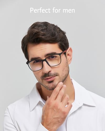 Image of ANRRI Blue Light Blocking Glasses, Anti Eyestrain Lens Lightweight Frame Eyeglasses, Black Fream Red Temple, Men /Women