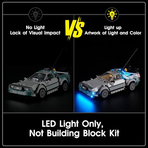 Image of LED Light for Lego Speed Champions Time Machine from Back to The Future 77256 Set, Light Kit Compatible with Lego 77256 Building Blocks Model, Not Included The Model Set
