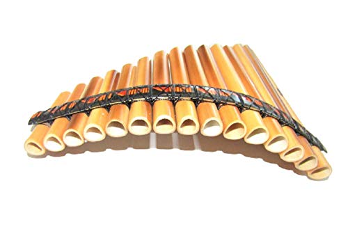 Pan Flute 15 Pipes Tunable Natural Bamboo From Peru Case Included (Brown) #TOP6