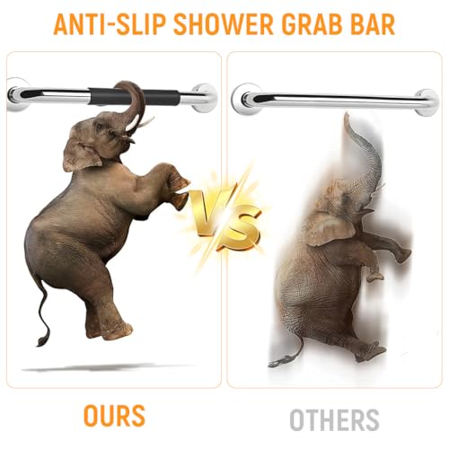 Image of HANNEA Stainless Steel Grab Bar for Senior Citizens Bathroom Wall Mount | Steady Bathroom Support, Anti-Slip Grip, Screw Fixing, Stainless Steel, Bathroom Fittings Included