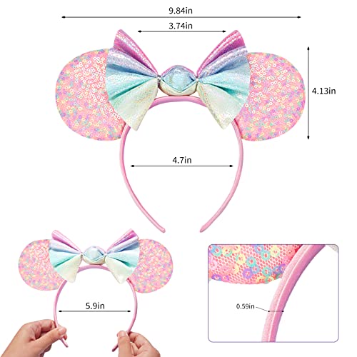 Image of FANYITY Mouse Ears, Sequin Mouse Ears Headband for Boys Girls Women (candy)
