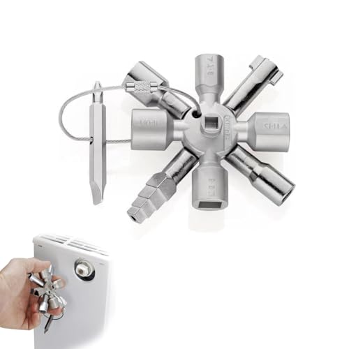 Comioke Llave Cruzada Universal, 2 Cruces, Llave de Utilidad Multifuncional de 4 Vías para Ascensores, Contadores de Agua, Armarios Eléctricos, Válvulas