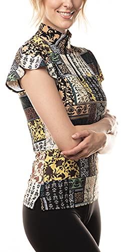 Kastel Denmark Women's Lightweight Flutter Sleeve Sun Shirt | 1/4 Zip Athletic Tops | UPF 30+ Protection, Multi-colored, Medium