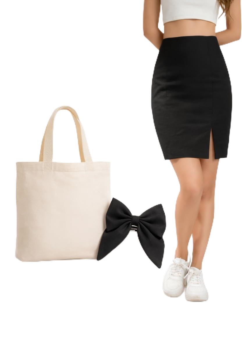 Women's Pink Mini Pencil Skirt, High Waist, Front Slit, Casual Wear-image-44