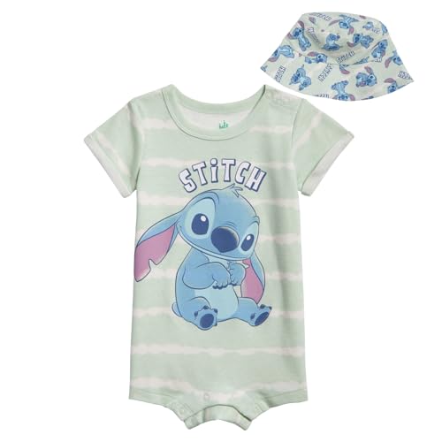 Image of Disney Baby Romper and Reversible Bucket Sun Hat Outfit Set Newborn to Infant Sizes (Newborn - 24 Months)