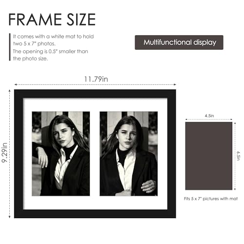 Image of DUENPY 4-Pack 8.5x11 Collage Picture Frames, 5x7 Collage Picture Frame, Displays Two 5x7 inch Photos, or 8.5x11 (Without Mat) Wall Decor Wall Hanging or Tabletop, Black
