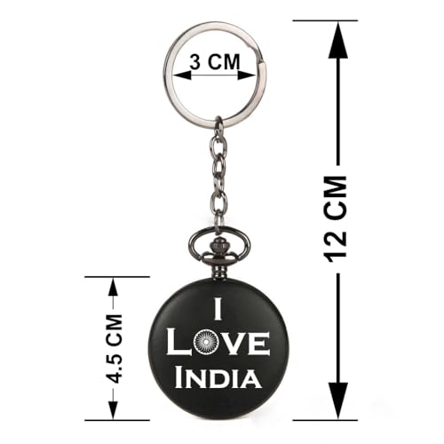 Image of Vintage Gandhi Style Pocket Watch with Engraved Designs & Messages Royal Black Analog for Men Women & Kids Includes Key Ring for car or Bike Keys Ideal Gift