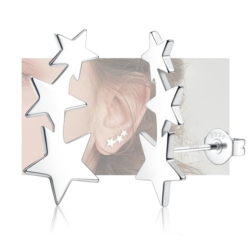 JeweBella Stern Ohrringe Silber 925 Damen Mädchen Hypoallergene...