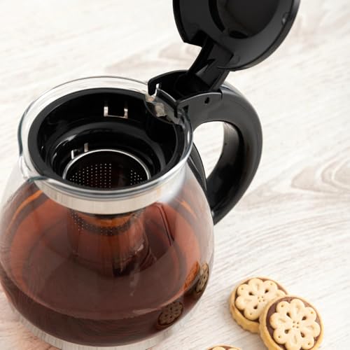 Quid Serenia Teekanne, Glas, Filter, Edelstahl, 1,5 l, nicht mikrowellengeeignet, recycelbar