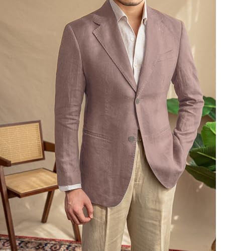 Mens Casual Linen Blazer Suit Jacket Two Button Slim Fit Lightweight Business Sport Coats4