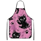 grembiule da cucina a forma di gatto, grazioso grembiule da cucina nero con felino, utensili da cucina con motivi giocosi per chef domestici, accessori da cucina autunnali, regalo per amanti dei gatti
