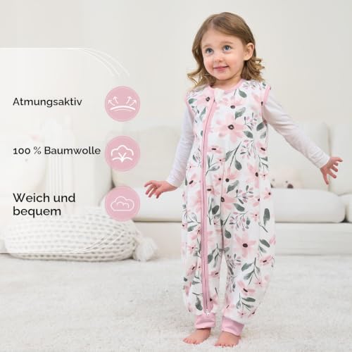 Yoofoss 2er Pack Baby Schlafsack mit Füßen 0.5 Tog 100% Baumwolle Schlafsack Baby mit Beinen Sommer Babyschlafsack für 3-4 Jahre Kinder… – Ansicht 3