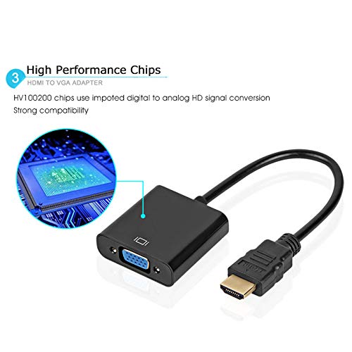 Image of HDMI Cable Adapter VGA to HDMI, 1080P VGA to HDMI Adapter for Computer, Desktop, Laptop, PC, Monitor, Projector, HDTV (HDMI TO VGA ADAPTER CONVERTER)