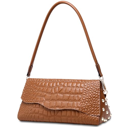Image of BOYATU Genuine Leather Shoulder Bag Women: Handmade Crocodile Pattern Purse