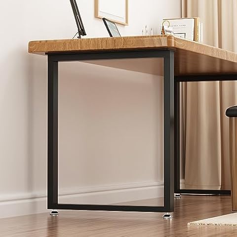 DR.IRON Metal Desk Legs 28”H x 24”W Heavy Duty Square Metal Table Legs, DIY Metal Legs for Table, Industrial Black Table Legs for Dining Table, Computer Desk, Set of 2(Only Legs Without Board) Cover