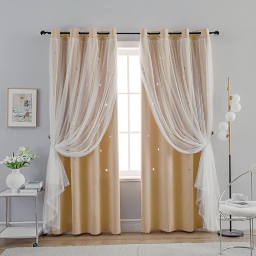 XJHDS 1Pc132-245CM Gray Double Layer Thermal Insulated Curtains, Blackout Drapes,Soft Texture Room Darkening Curtains for Bedroom,Living Room