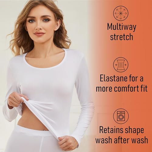 The Essentials Wardrobe Ladies TEW Long Sleeve Thermal Top - White - 12-14 - Image 6