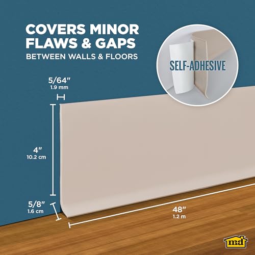 Image of M-D Building Products 23647 4 in. x 48 in. Desert Beige Self-Stick Vinyl Wall Base