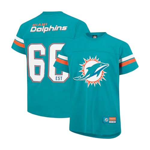 Ultra Game NFL Official Youth Super Soft Game Day Mesh Jersey Shirt Miami Dolphins Team Color 14-16