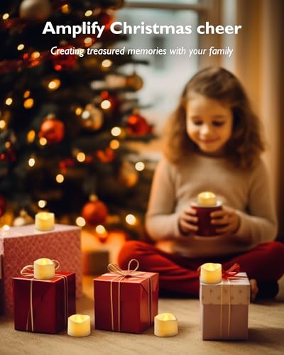 Image of Homemory 12 /24 /50 /100 /150 Pack Battery Operated Tea Lights Candles Bulk, Flameless LED Lights, Last 100H, Non-Flickering, for Wedding, Aniversary, Halloween, Christmas Funeral Decoration, 100-Pack