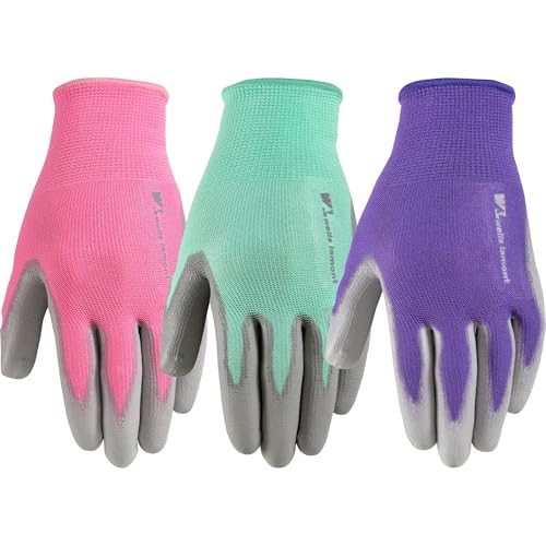 Wells Lamont Women's PU Coated Grip Gardening Gloves 3-Pack, Medium