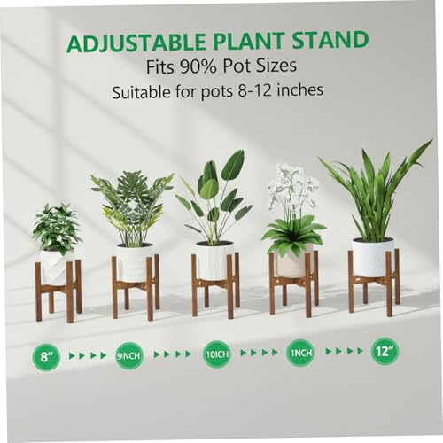 Support pour pots de fleurs en bambou réglable et extensible - 3