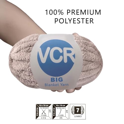 Image of VCR Light Pruple Yarn, 200 Grams Big Chunky Hank, 22 Meters Length, Suitable for Knitting Blankets and Pillows, 100% Polyester Yarn Ball for Crochet DIY, Soft Threads, Pack of 1