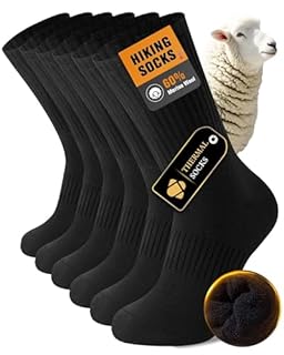 SukModen Merino Wool Socks for Men, 3 Pairs Thermal Winter Hiking Socks Thick Warm Boot Socks for Cold Weather