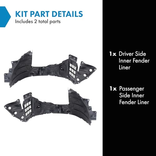 Image of TRQ Driver and Passenger Side Inner Fender Liner Set Compatible with 2015-2020 Infiniti QX60 and Nissan Pathfinder