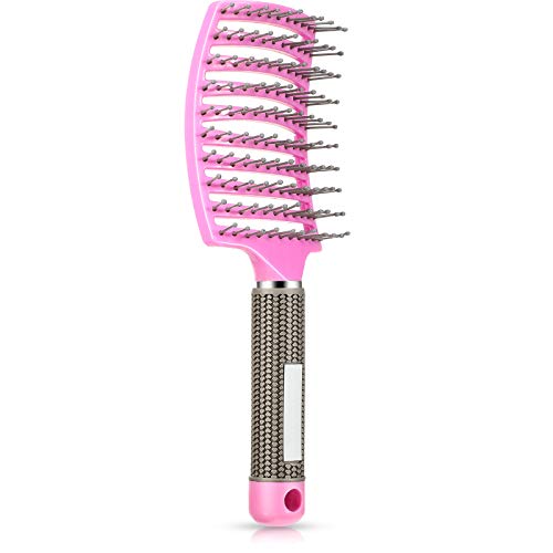 Vent Hair Brush Barber Hairdressing Styling Tools Fast Drying Hair Detangling Massage Brushes Vented Detangling Hair Brush for Women and Men, Pink