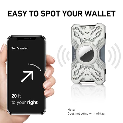 Minimalist Slim Wallet for Men - Carbon Fiber Front Pocket for Men RFID Blocking - Credit Card Holder with Money Clip for APPLE Airtag Stocking Stuffers for Men (Silver)4
