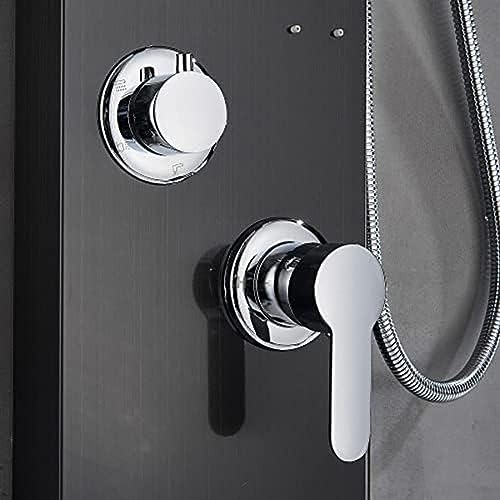 Sistema de ducha, panel de ducha LED de acero inoxidable, torre de lluvia, sistema de boquillas de masaje con cascada, columna de ducha mezcladora - Negro 9001, Níquel cepillado 8013 (Negro 8011) (Negro 8012) miniatura 4